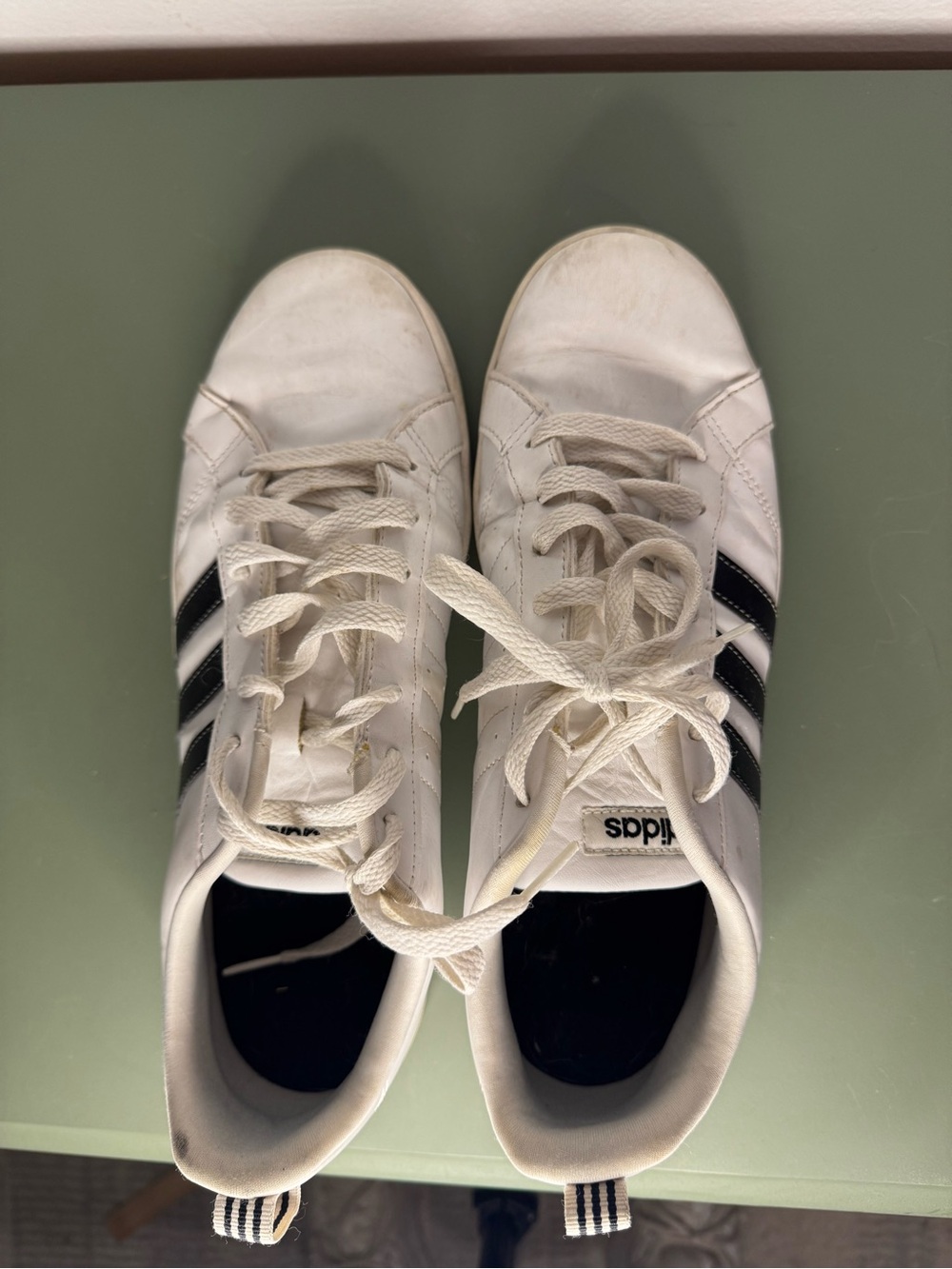 adidas Women’s White Sneakers with Black Three Stripes - Size 10 - Picture 4 of 6